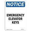 Signmission Safety Sign, OSHA Notice, 14" Height, Emergency Elevator Keys Sign, Portrait OS-NS-D-1014-V-11784